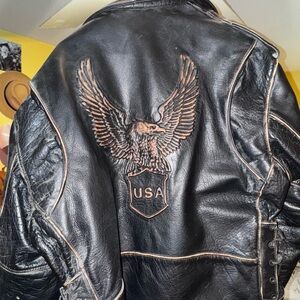 Unik leather Jacket Quilted zip in liner with Orange Accents